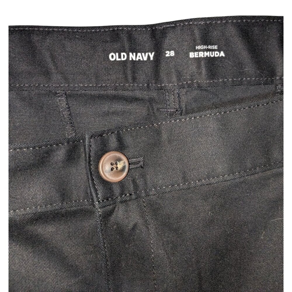 Old Navy Womens Black High-Rise Bermuda Shorts Size 28 With Adjustable Waist & B - Picture 3 of 10
